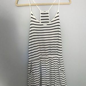 Black and White Striped Romper with pockets